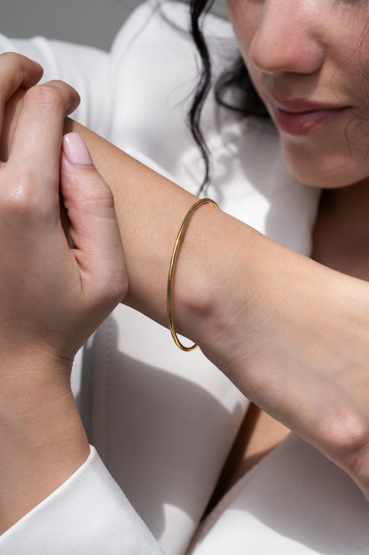 Classic Gold 2mm Bangle  - 18K Gold Plated