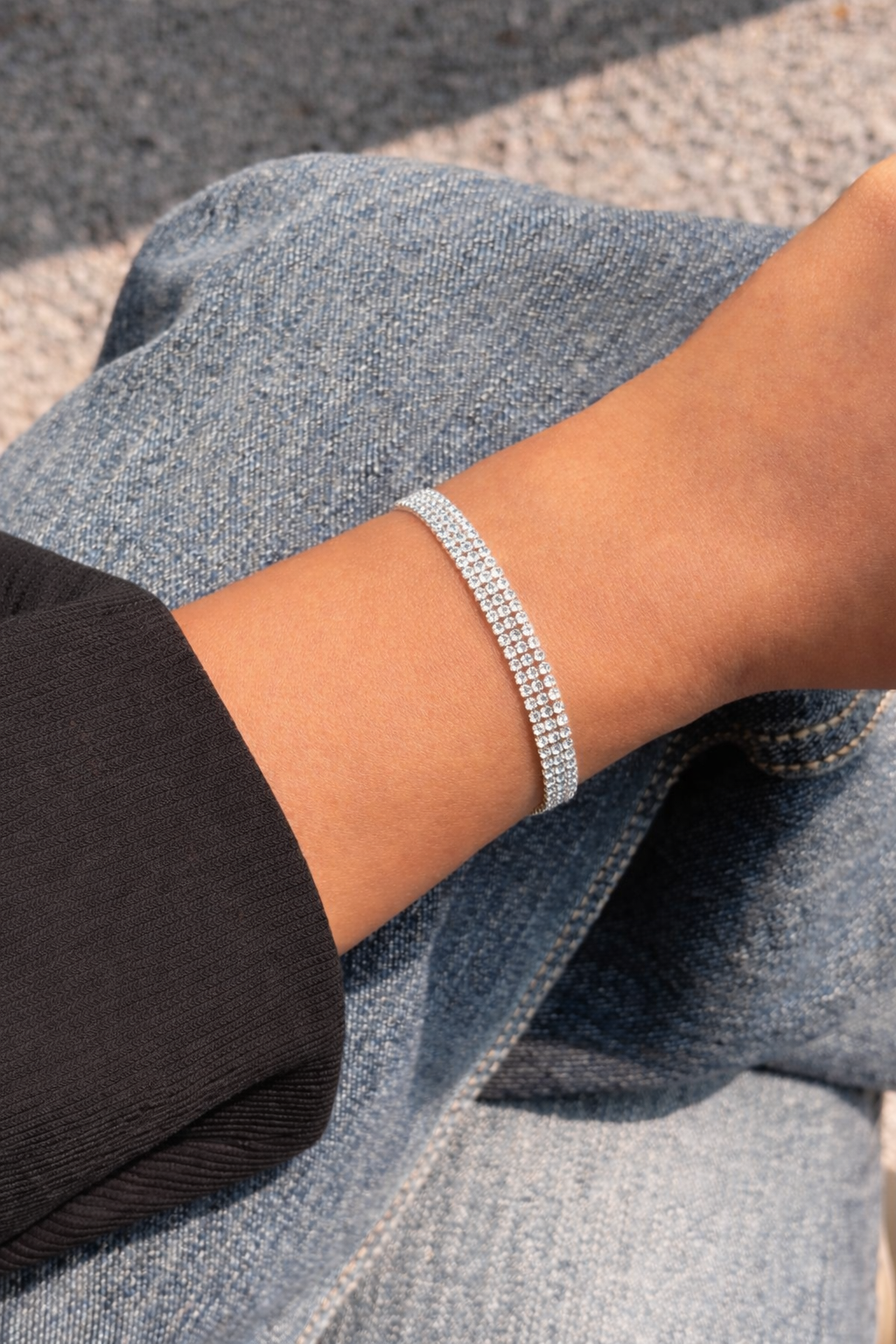 Triple Row Tennis Bracelet - 18k Gold Plated image 1