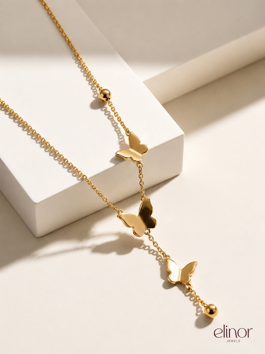 Butterfly Drop Necklace - 18k Gold Plated image 5