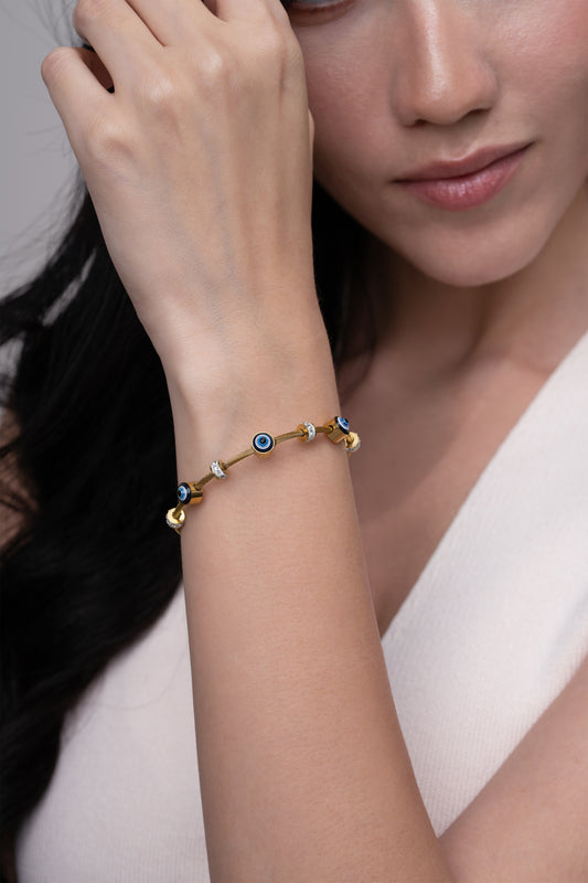 Classic Evil Eye Bangle - 18K Gold Plated