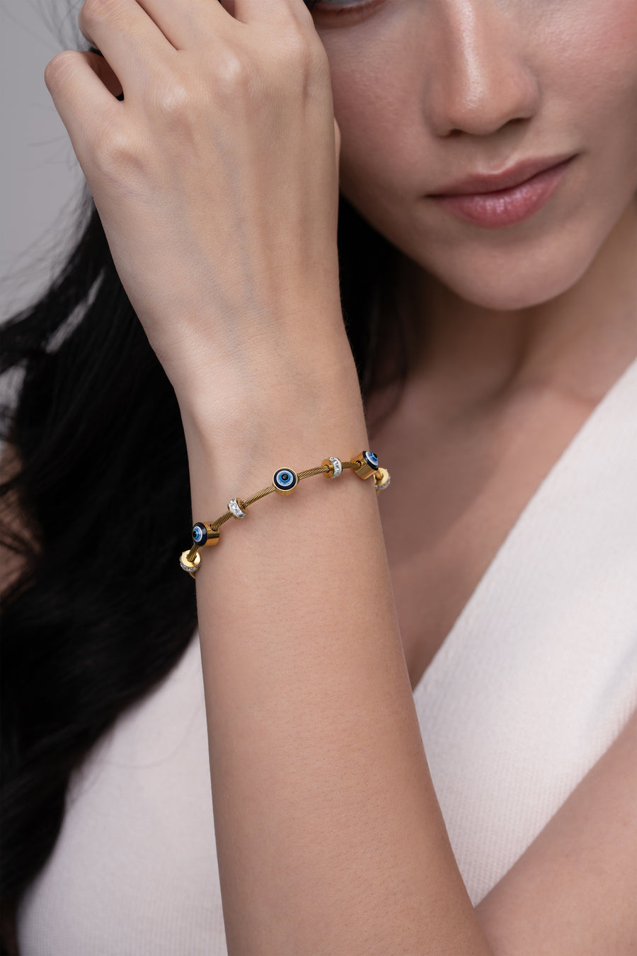Classic Evil Eye Bangle - 18K Gold Plated image 1
