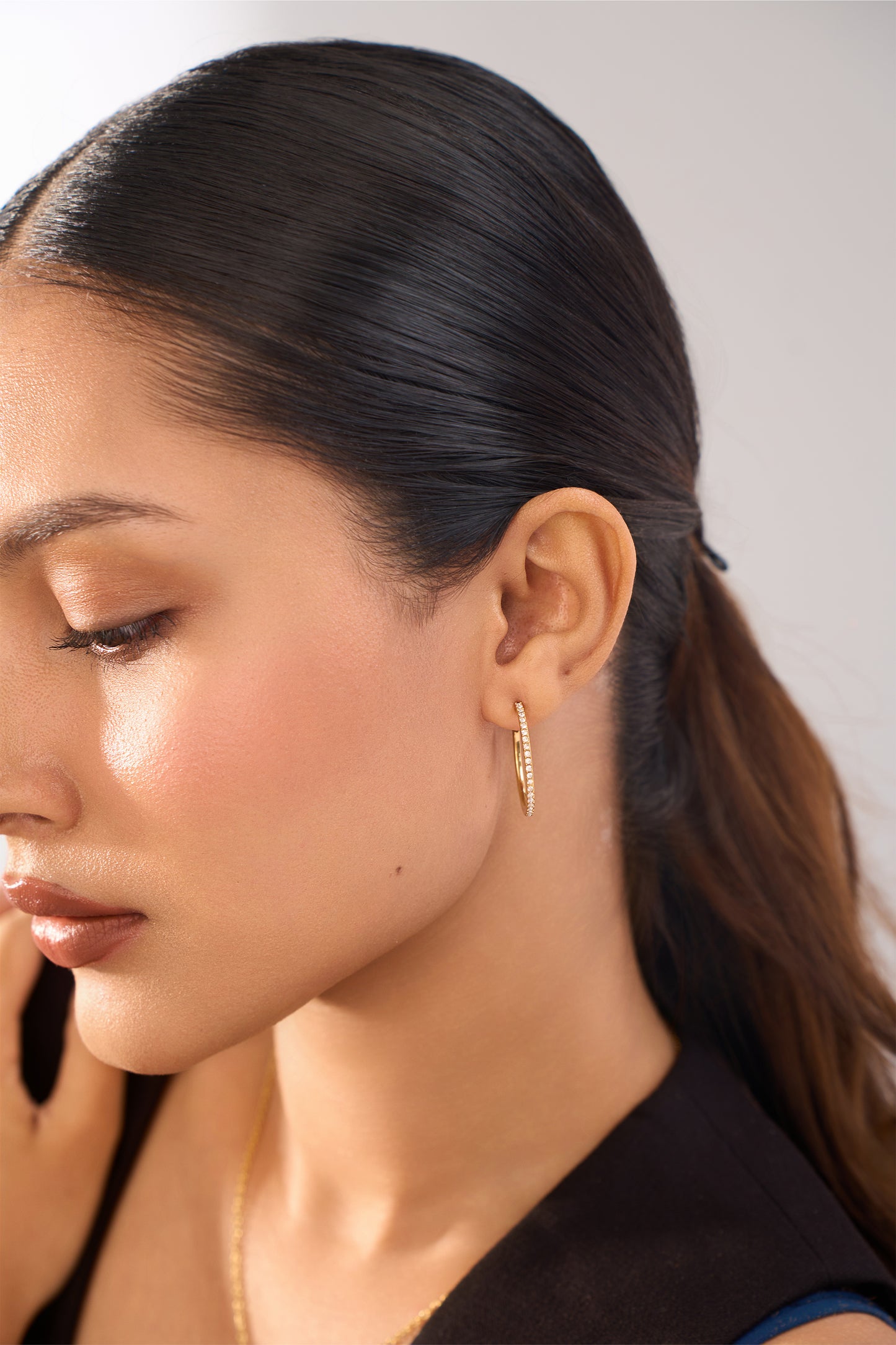 Classic Diamond Hoops - 18k Gold Plated