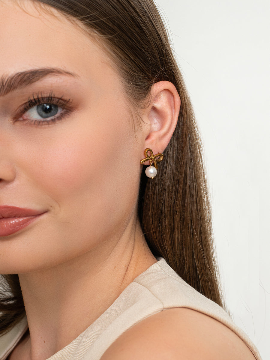 Isolde Pearl Earrings – 18K Gold Plated image 3