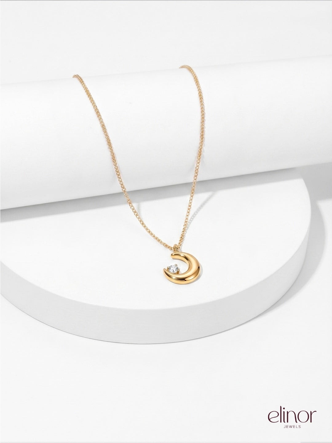 Dainty Moon Necklace - 18k Gold Plated image 4