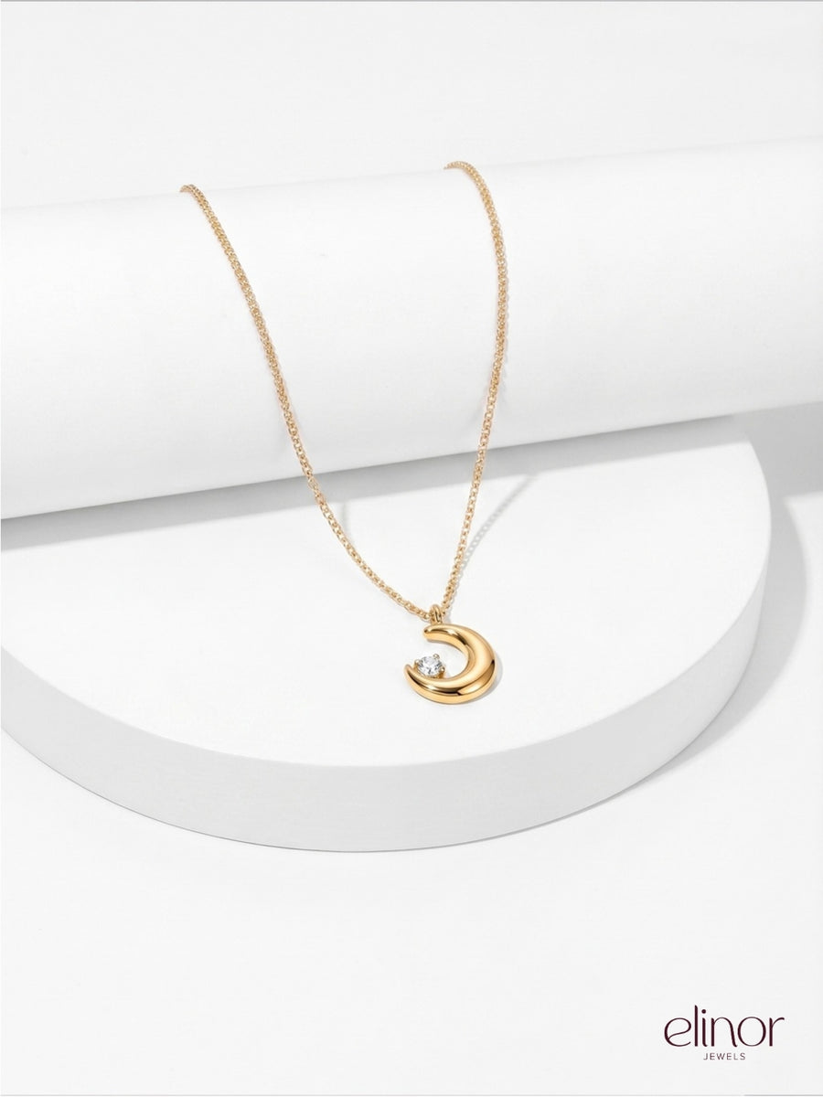 Dainty Moon Necklace - 18k Gold Plated image 4