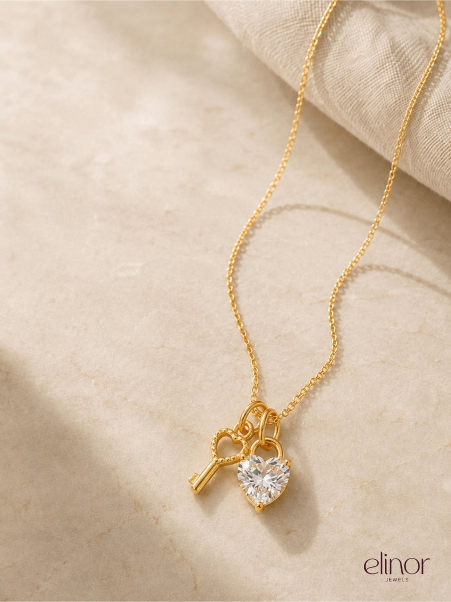 Heart Key Necklace - 18k Gold Plated image 2