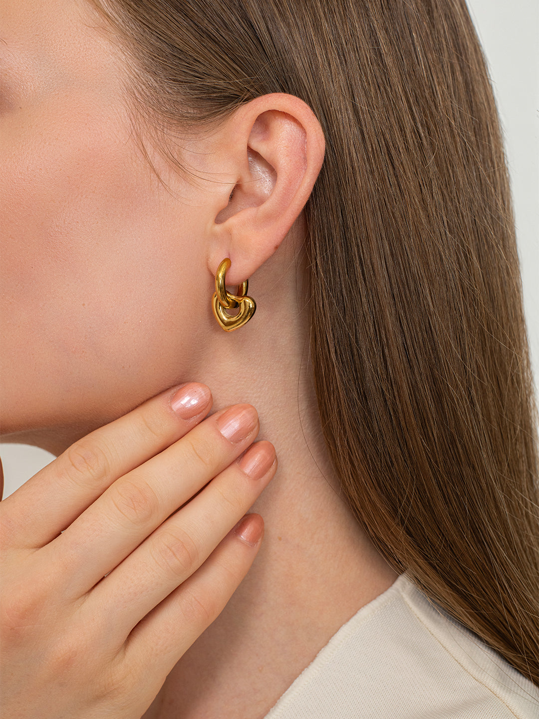 Puffy Love Earrings – 18K Gold Plated image 3