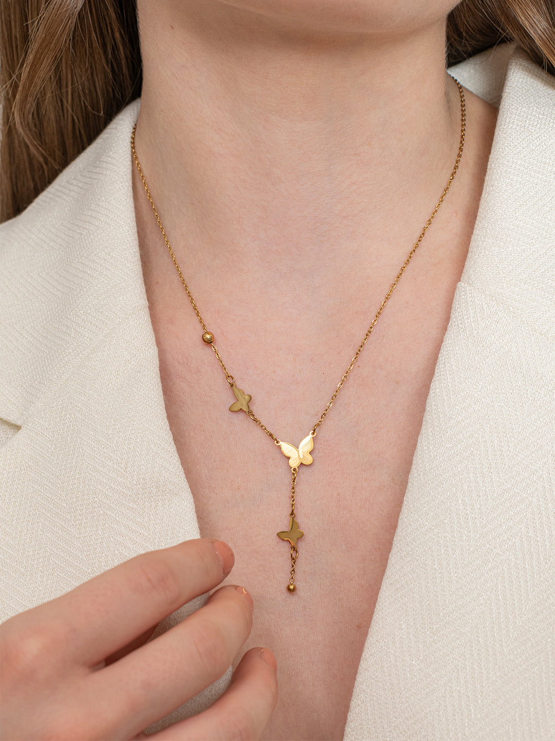 Butterfly Drop Necklace - 18k Gold Plated image 2