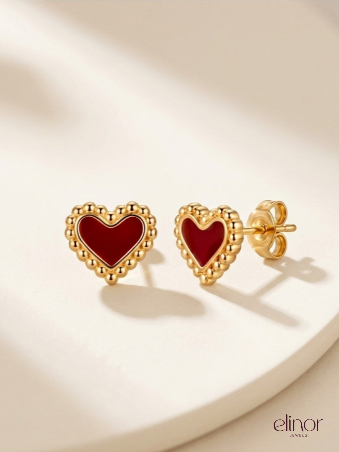 Candy Heart Studs - 18k Gold Plated