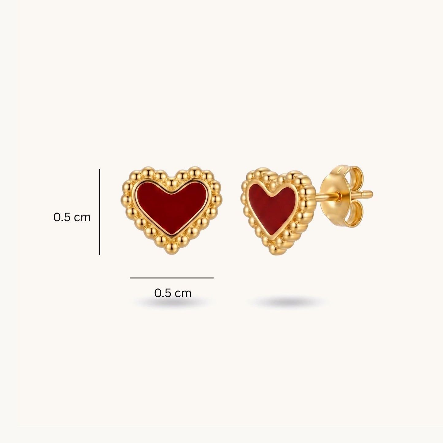 Candy Heart Studs - 18k Gold Plated