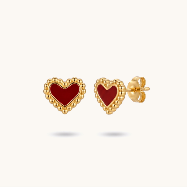 Candy Heart Studs - 18k Gold Plated