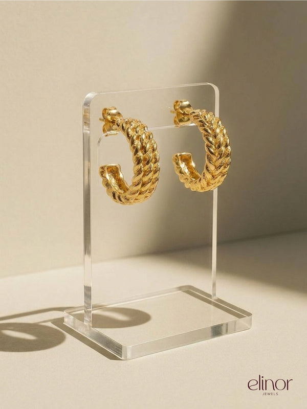 Chunky Twist Hoops - 18k Gold Plated