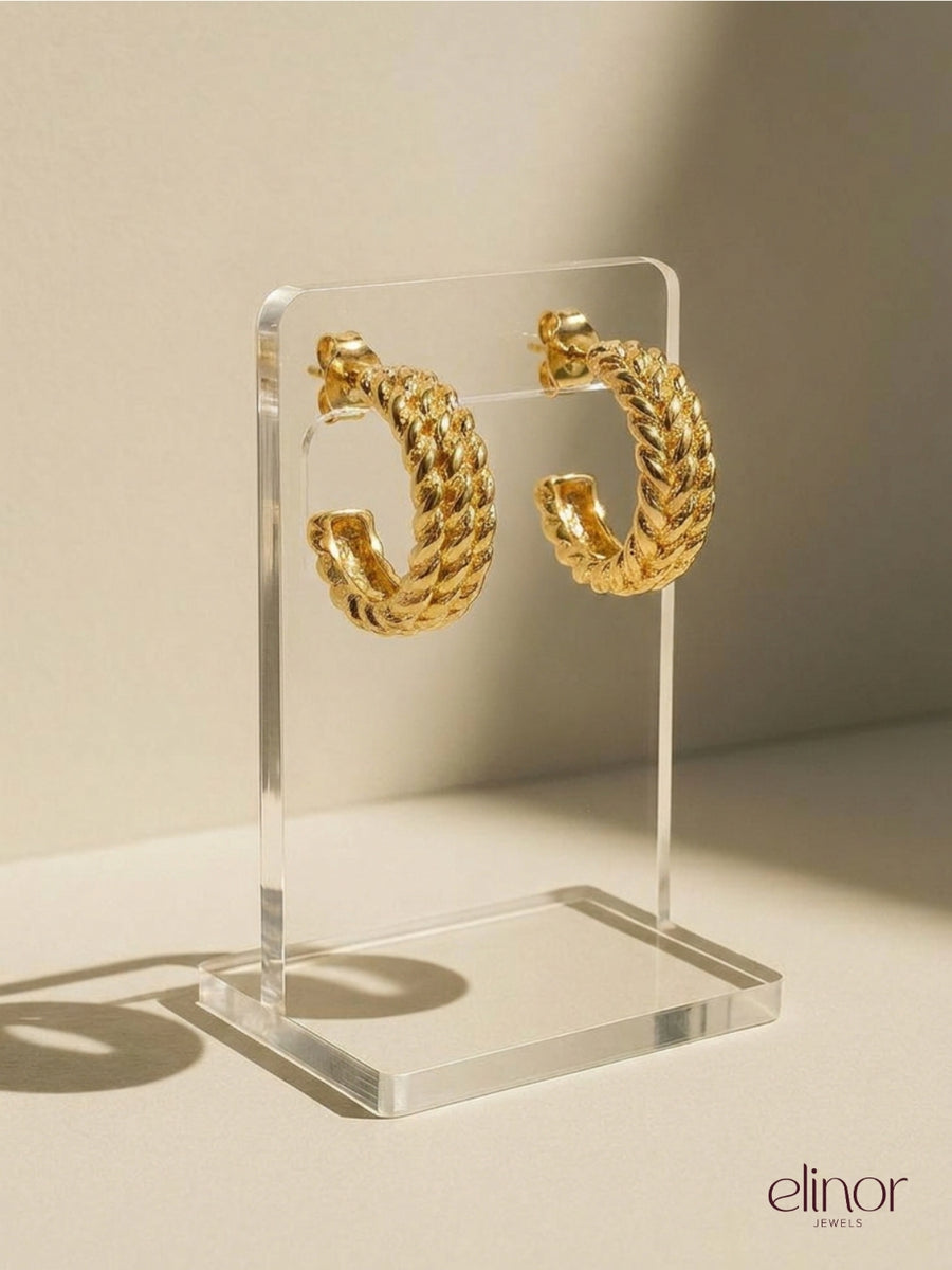 Chunky Twist Hoops - 18k Gold Plated image 2