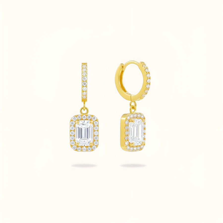 Classic Rectangle Diamond Huggies - 18K Gold Plated image 1