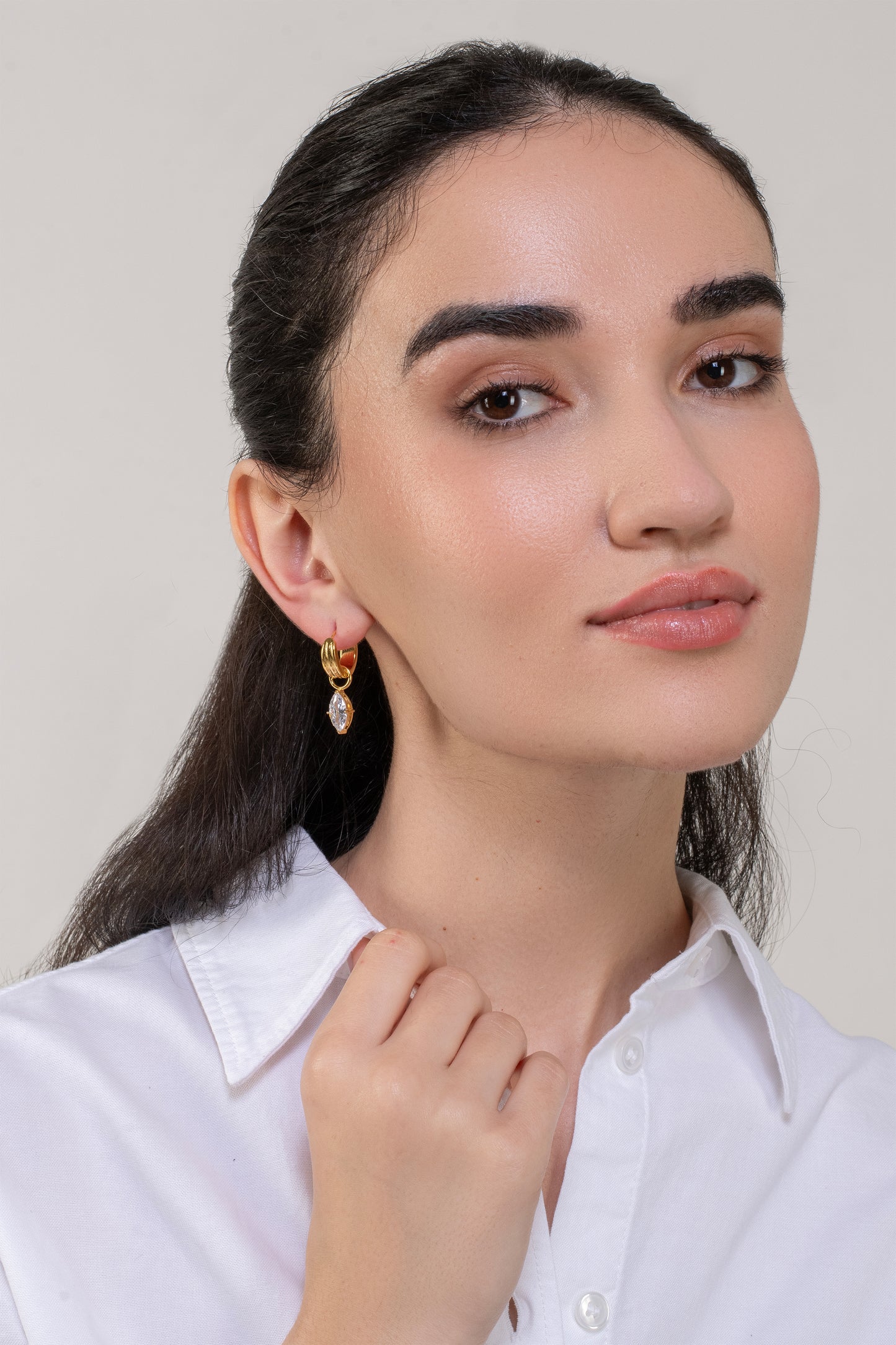 Mila Marquise Huggies - 18K Gold Plated
