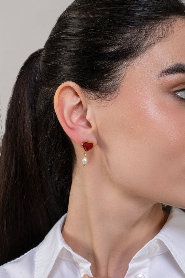 Lina Heart Earrings - 18K Gold Plated