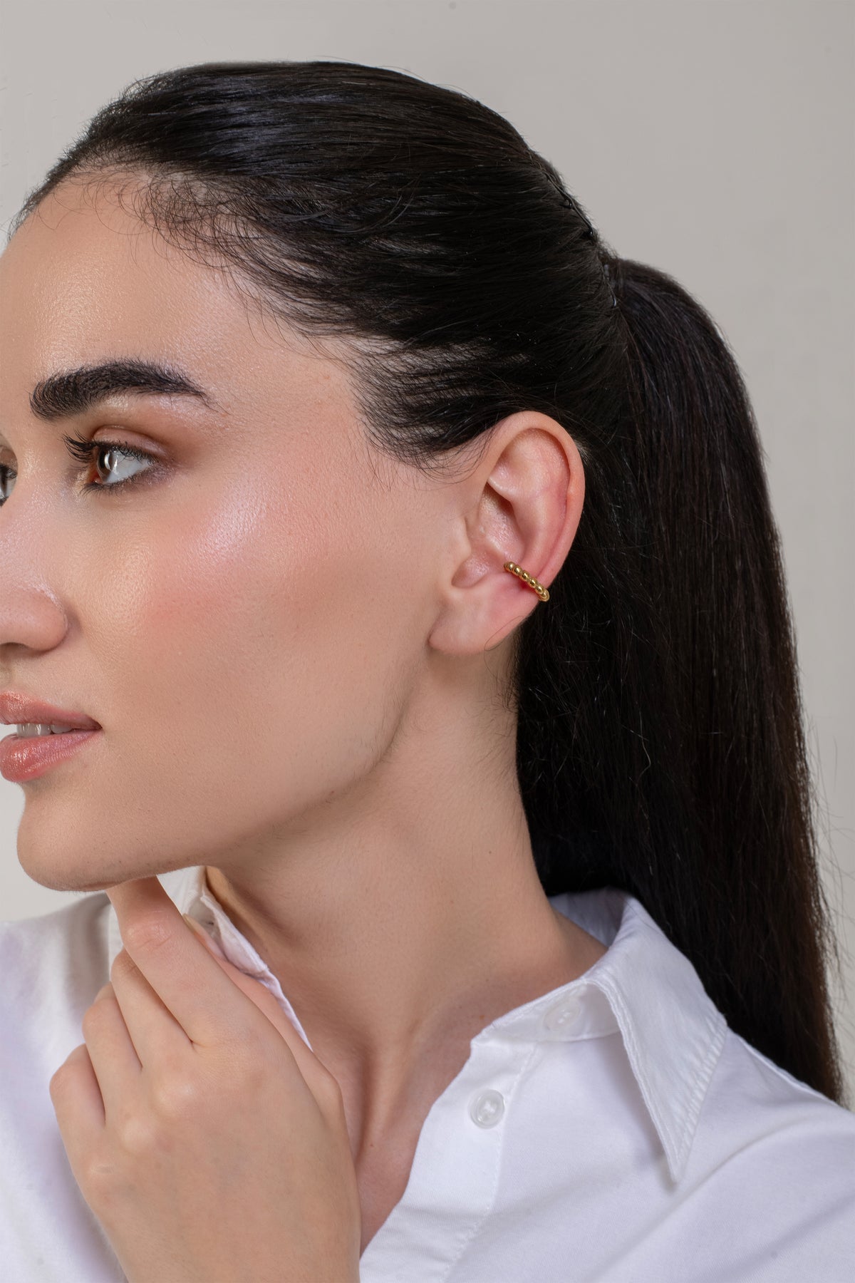 Beaded Ear Cuff - 18K Gold Plated image 3