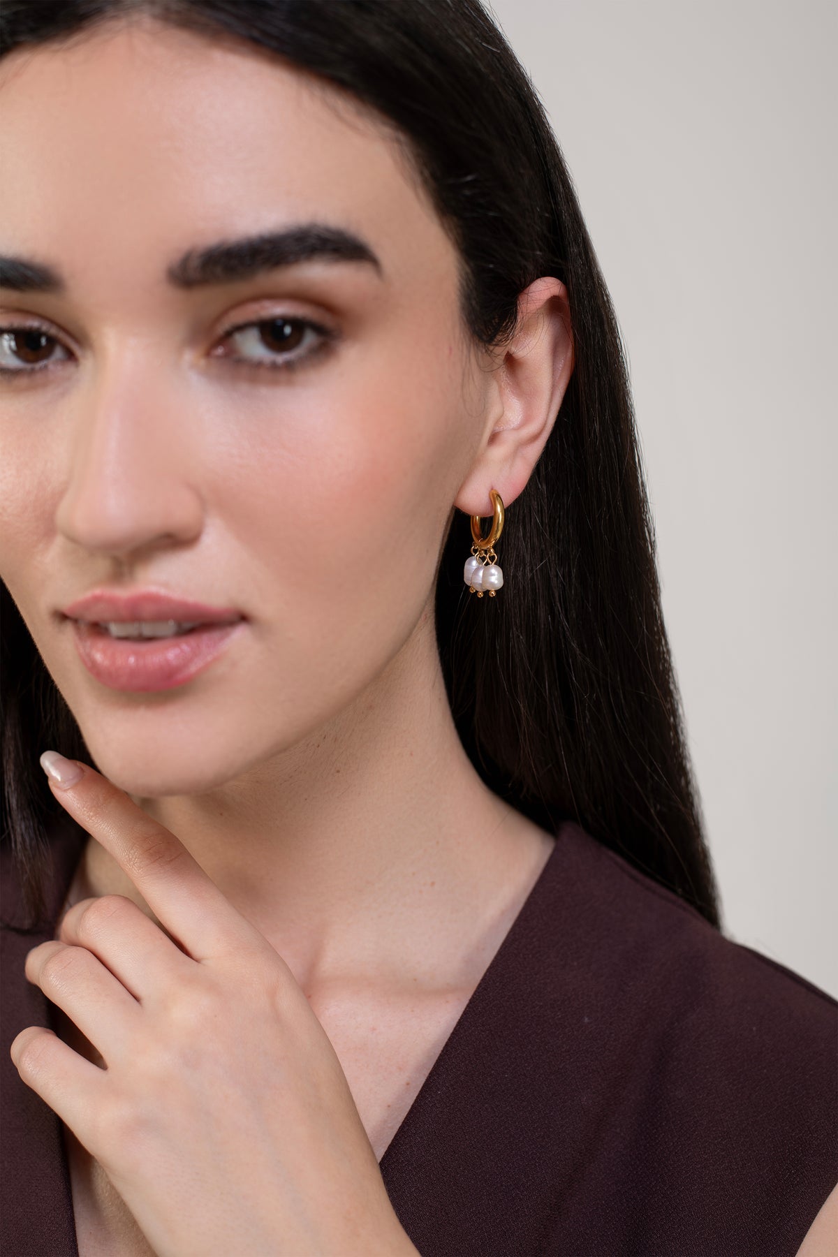 Diala Pearl Huggies - 18K Gold Plated image 3