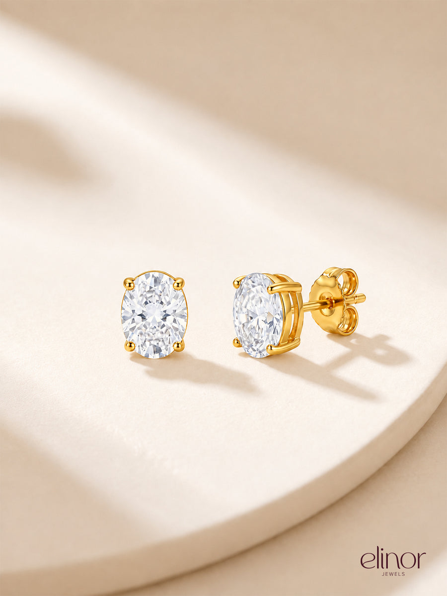 Adele Oval Studs - 18K Gold Plated image 2