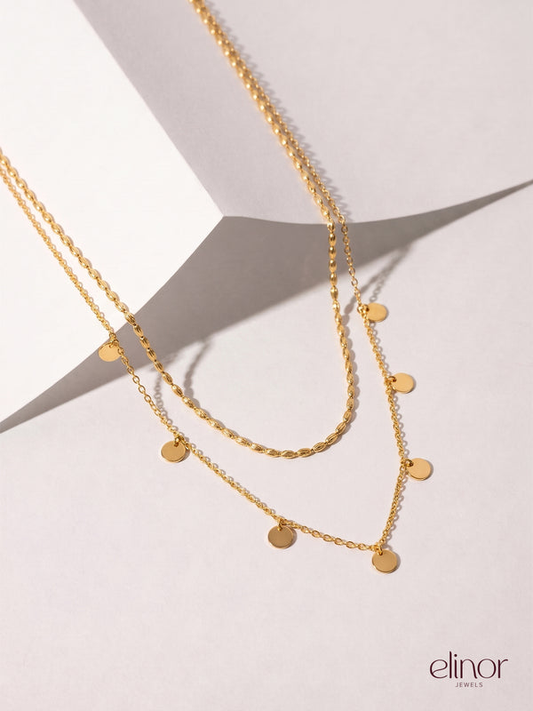 Coin Layered Necklace - 18K Gold Plated
