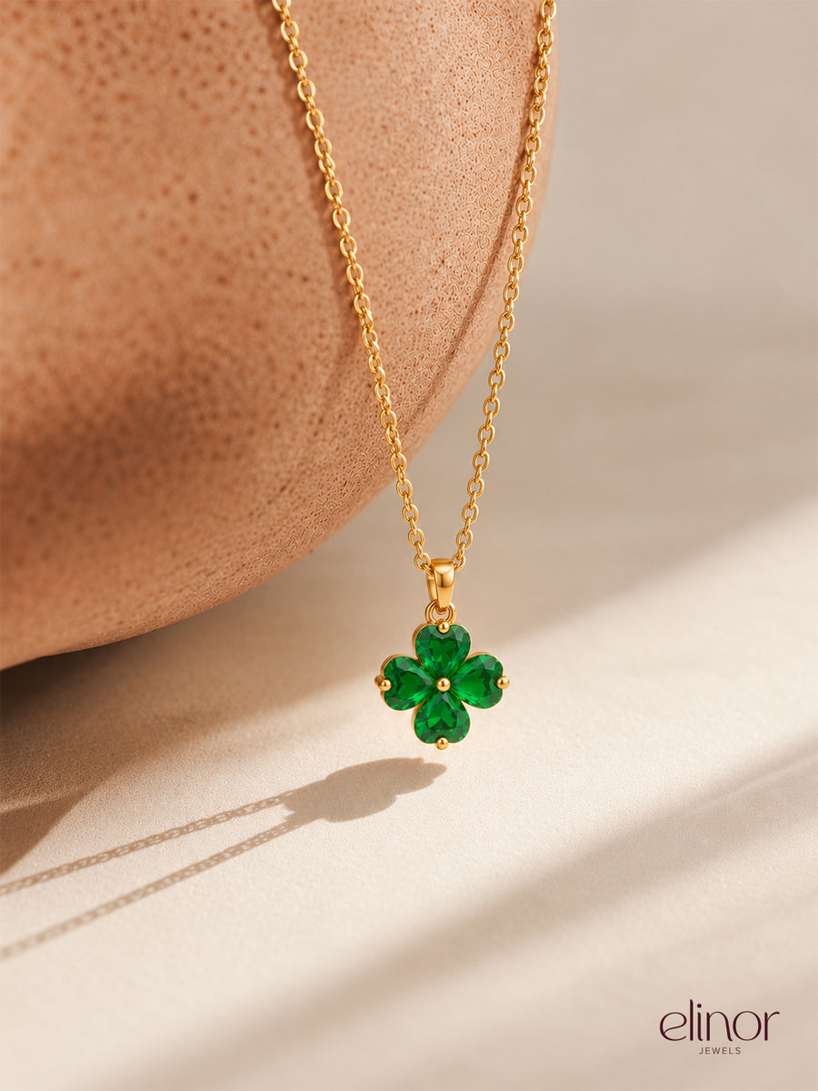 Emerald Gala Necklace - 18K Gold Plated image 2