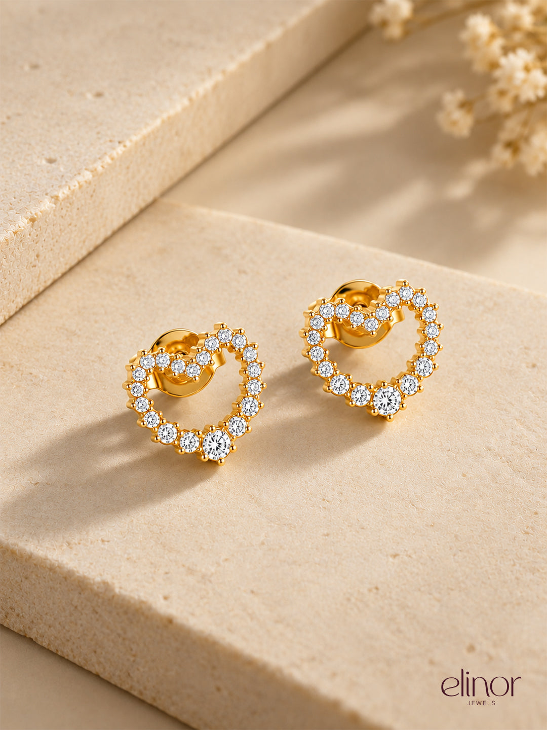 Julia Heart Studs - 18K Gold Plated