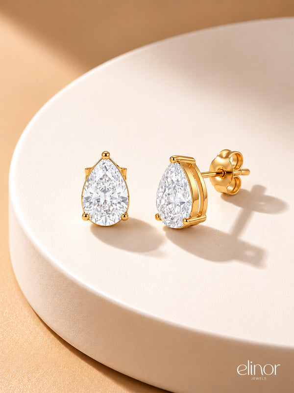 Lia Pear Studs - 18K Gold Plated
