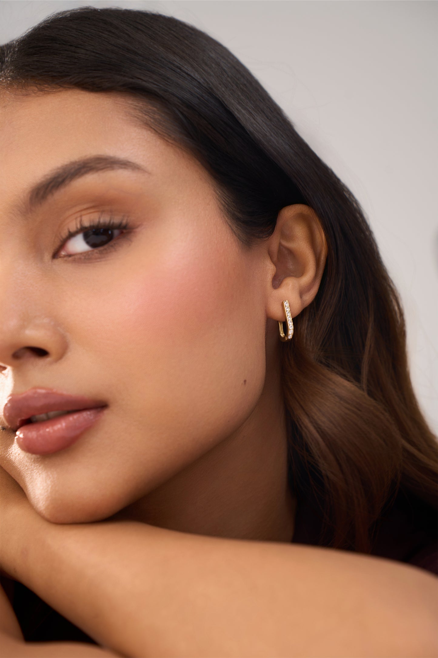 Abby Diamond Hoops - 18k Gold Plated