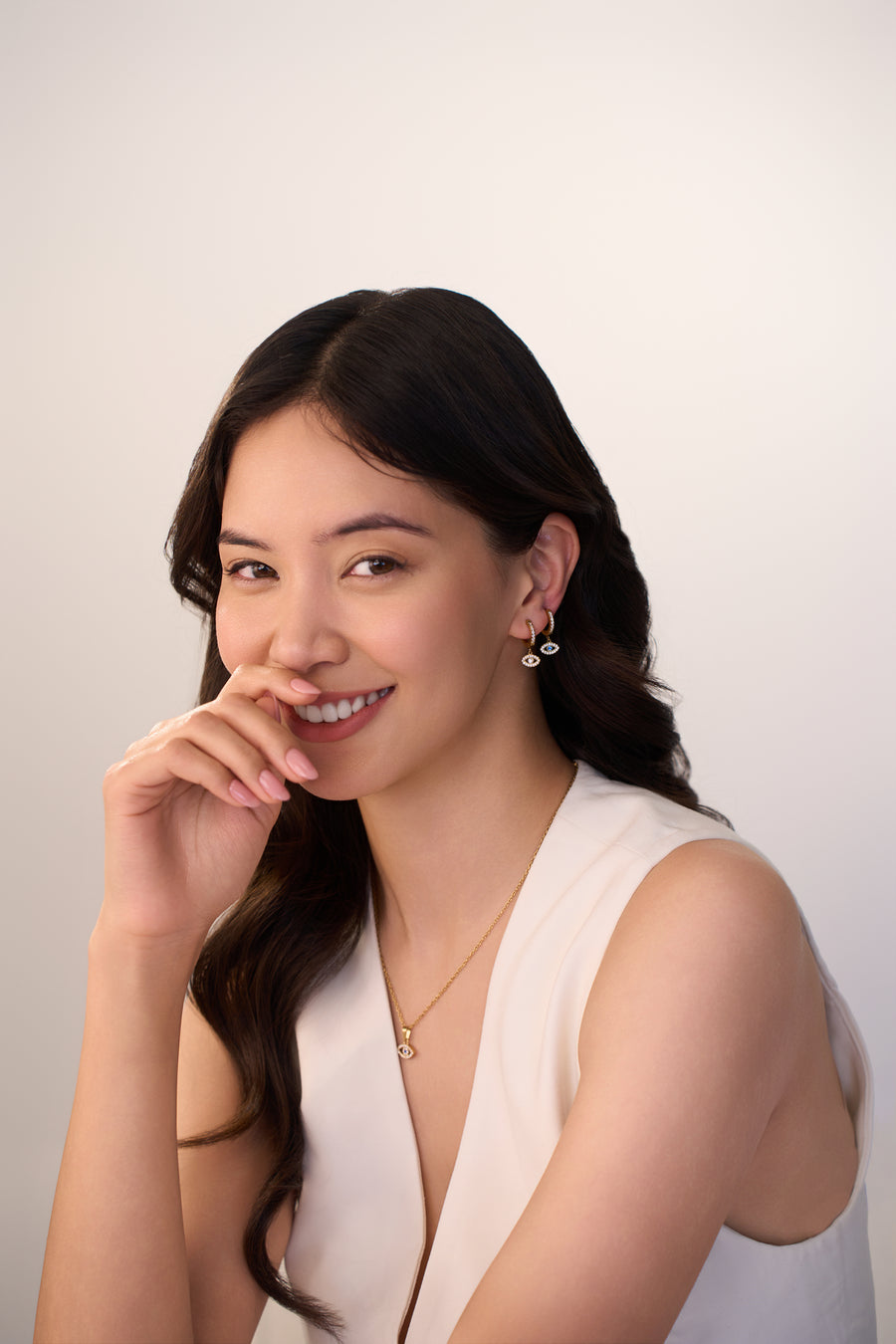 Evil Eye Huggies - 18K Gold Plated image 6