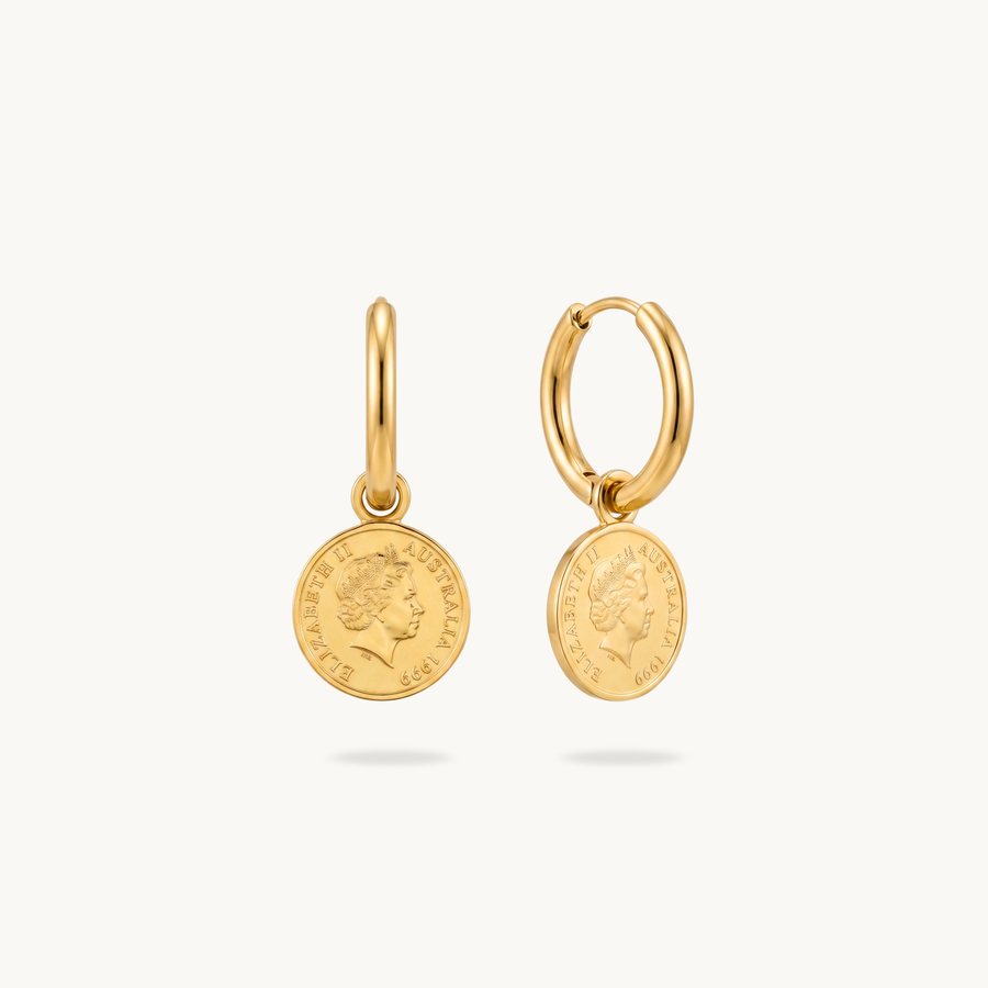 Coin Huggies  – 18K Gold Plated image 1