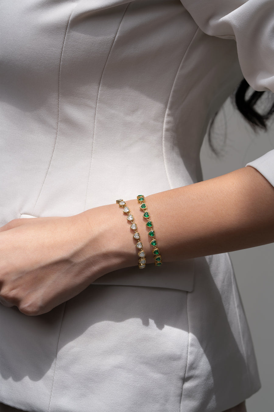 Emerald Heart Tennis Bracelet - 18K Gold Plated image 5