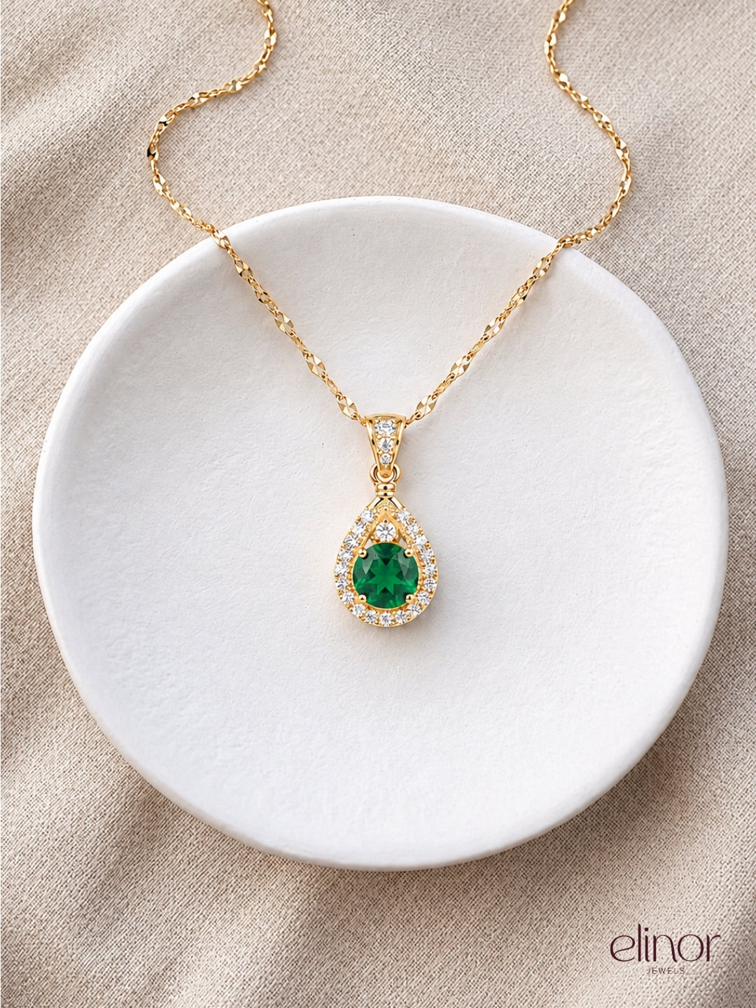 Aurora Green Necklace – 18K Gold Plated image 2