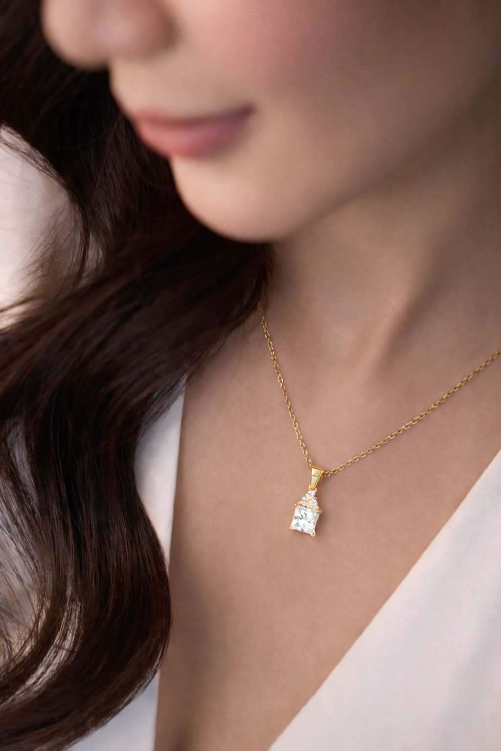 Daylight Solitaire Necklace - 18k Gold Plated image 2