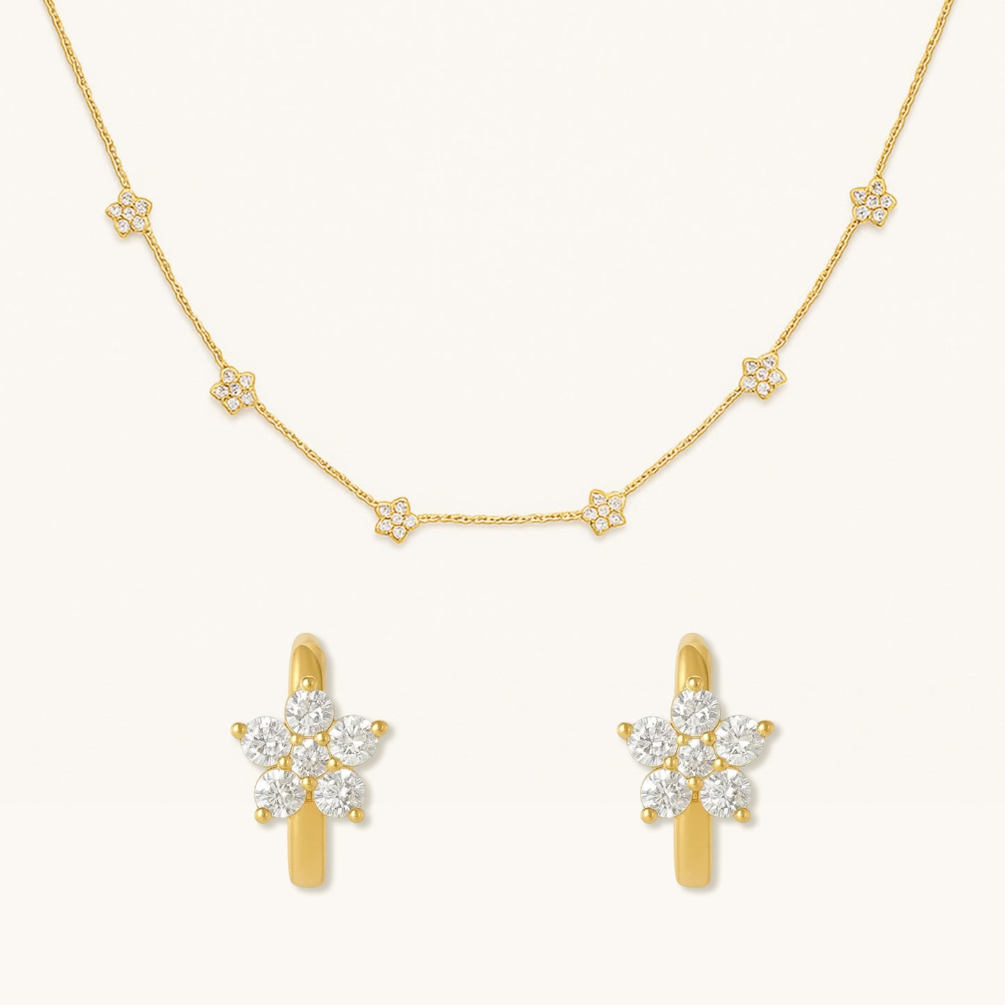 Florence Necklace and Flower Huggies Combo Set - Special Value Offer