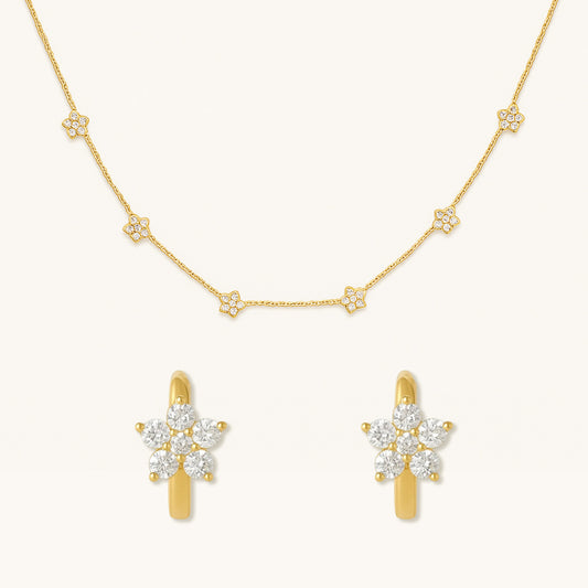 Florence Necklace and Flower Huggies Combo Set - Special Value Offer