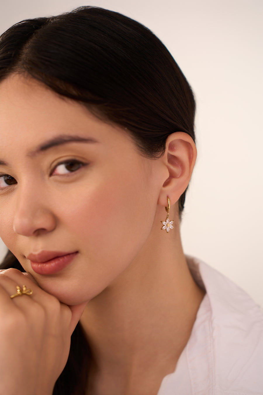 Gold Juidith Huggies - 18K Gold Plated image 6