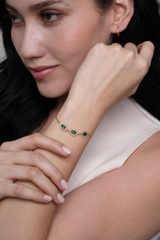 Green Niara Bracelet - 18K Gold Plated
