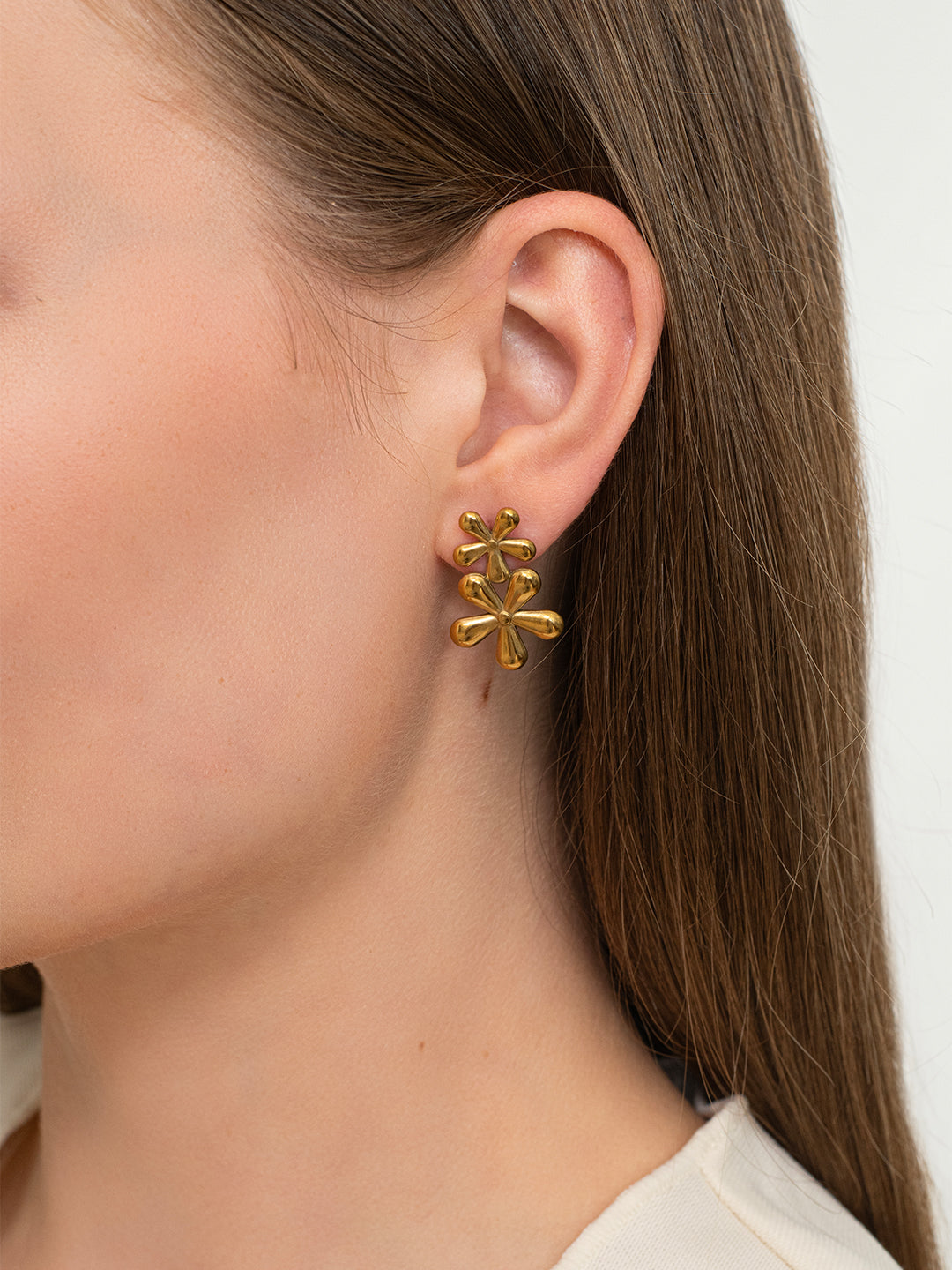 Fleur stack earrings  – 18K Gold Plated