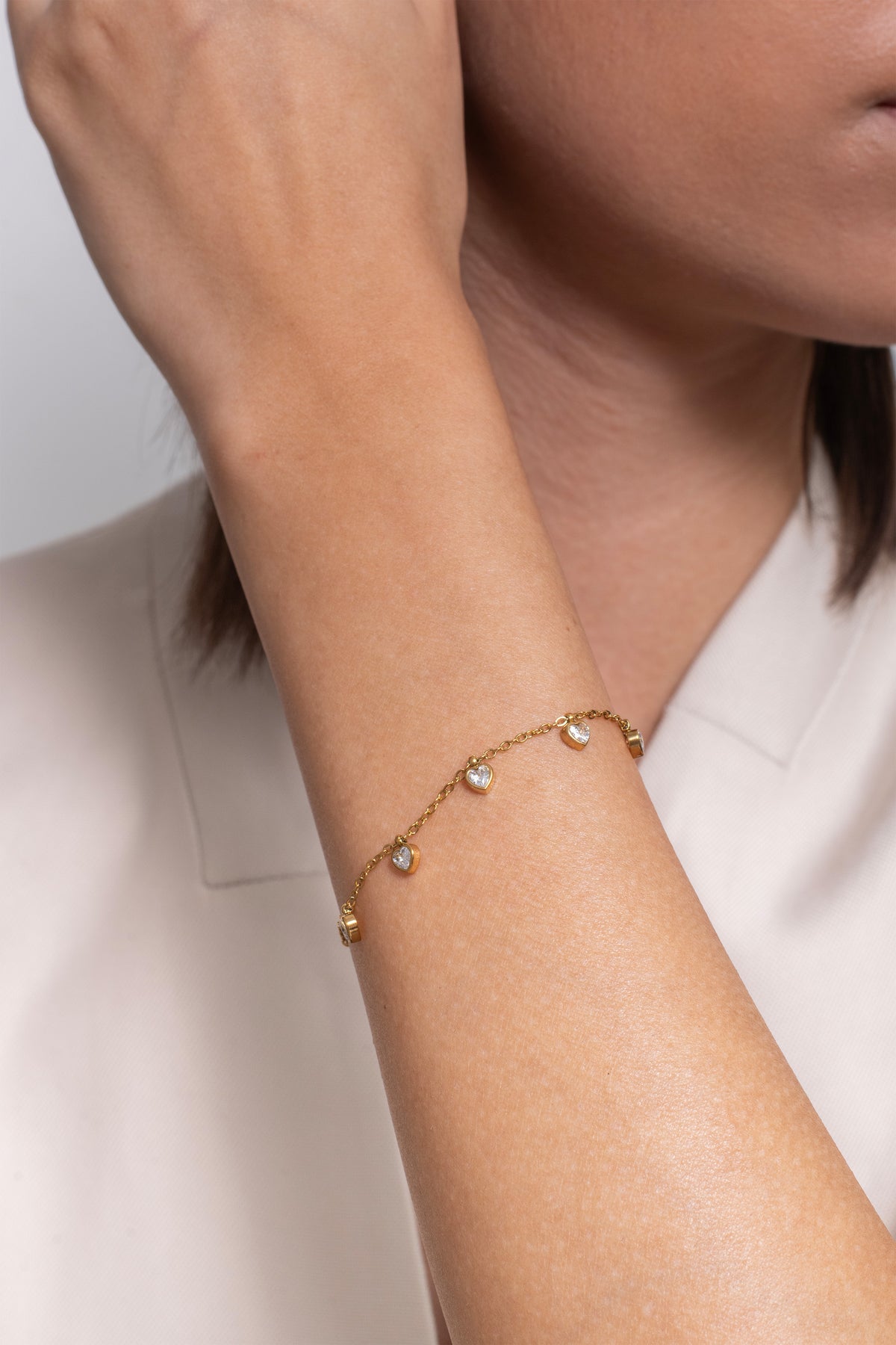 Dainty Heart Bracelet - 18k Gold Plated image 2