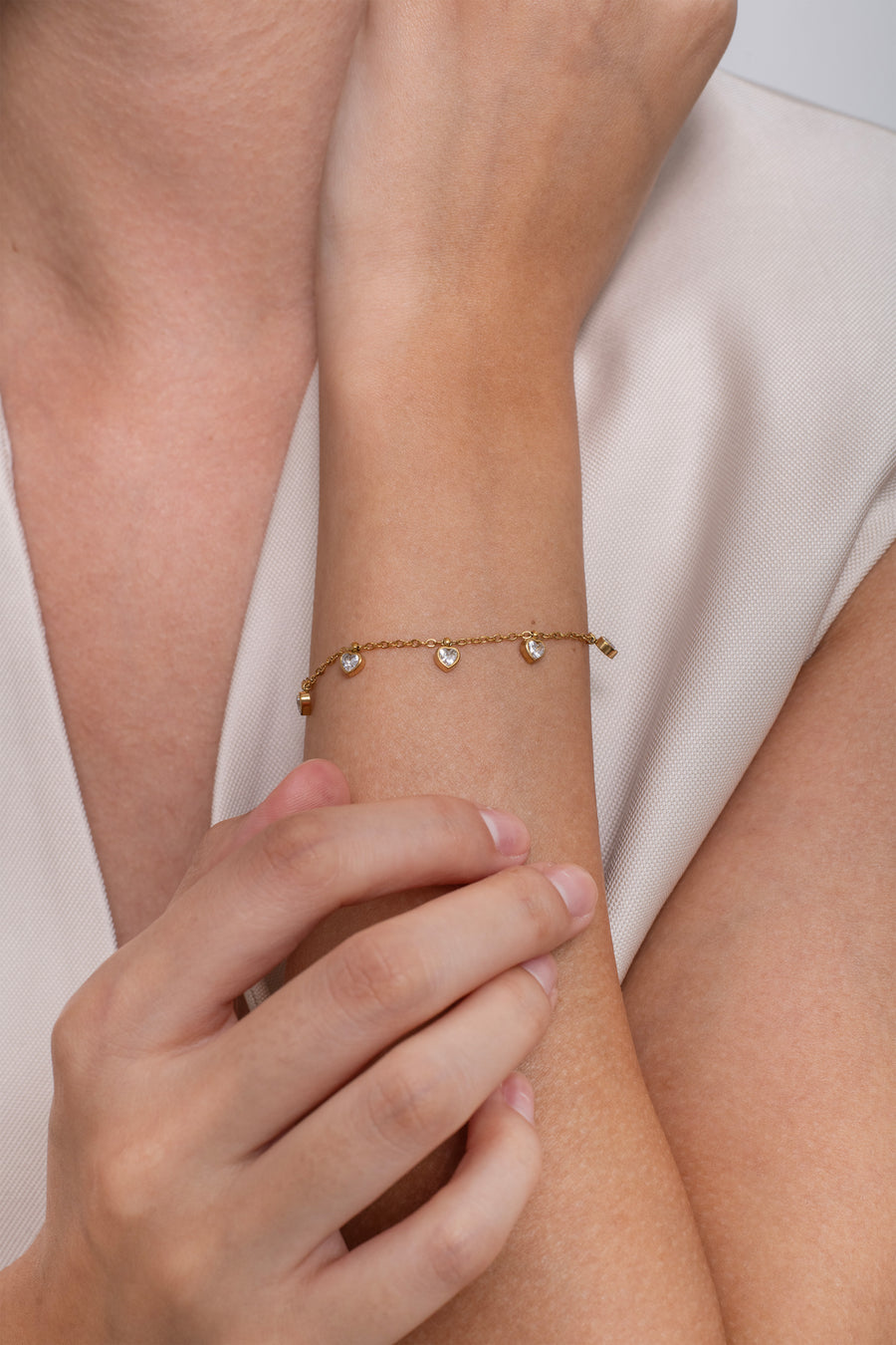 Dainty Heart Bracelet - 18k Gold Plated image 3