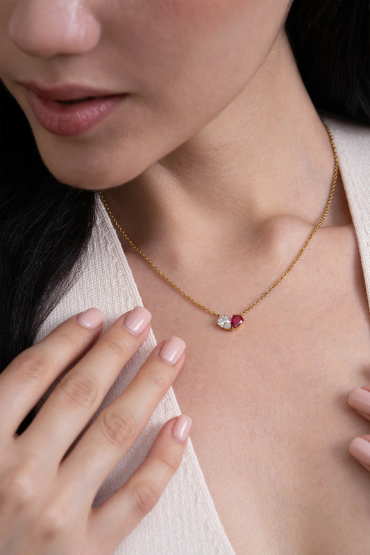 Serena Ruby Necklace - 18K Gold Plated
