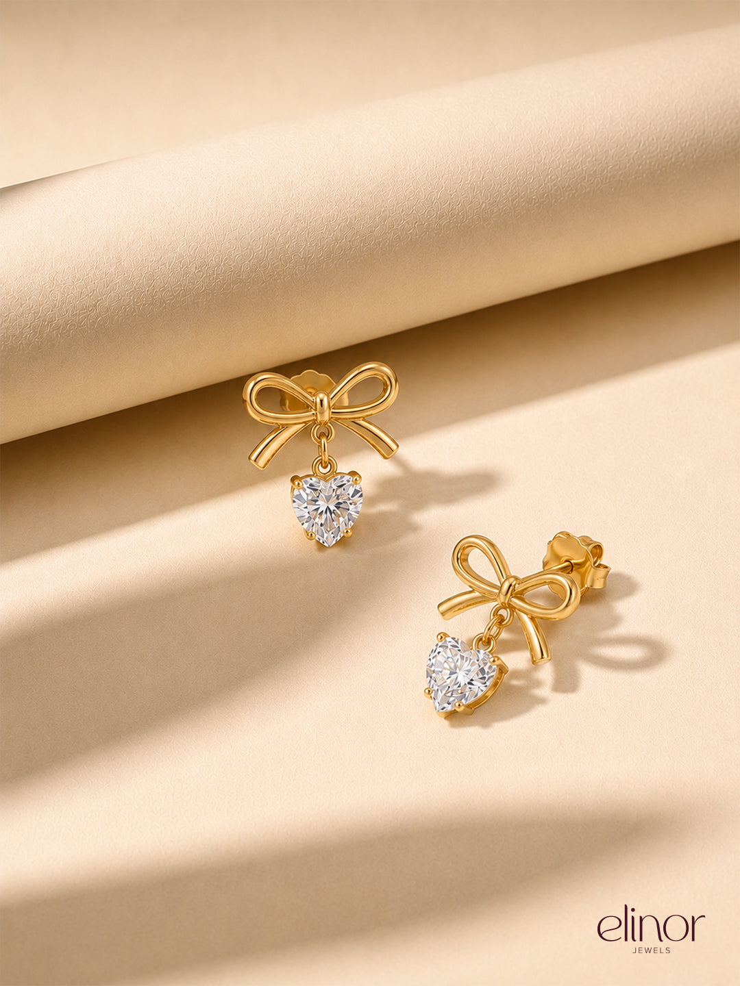 Tied Heart Studs - 18K Gold Plated