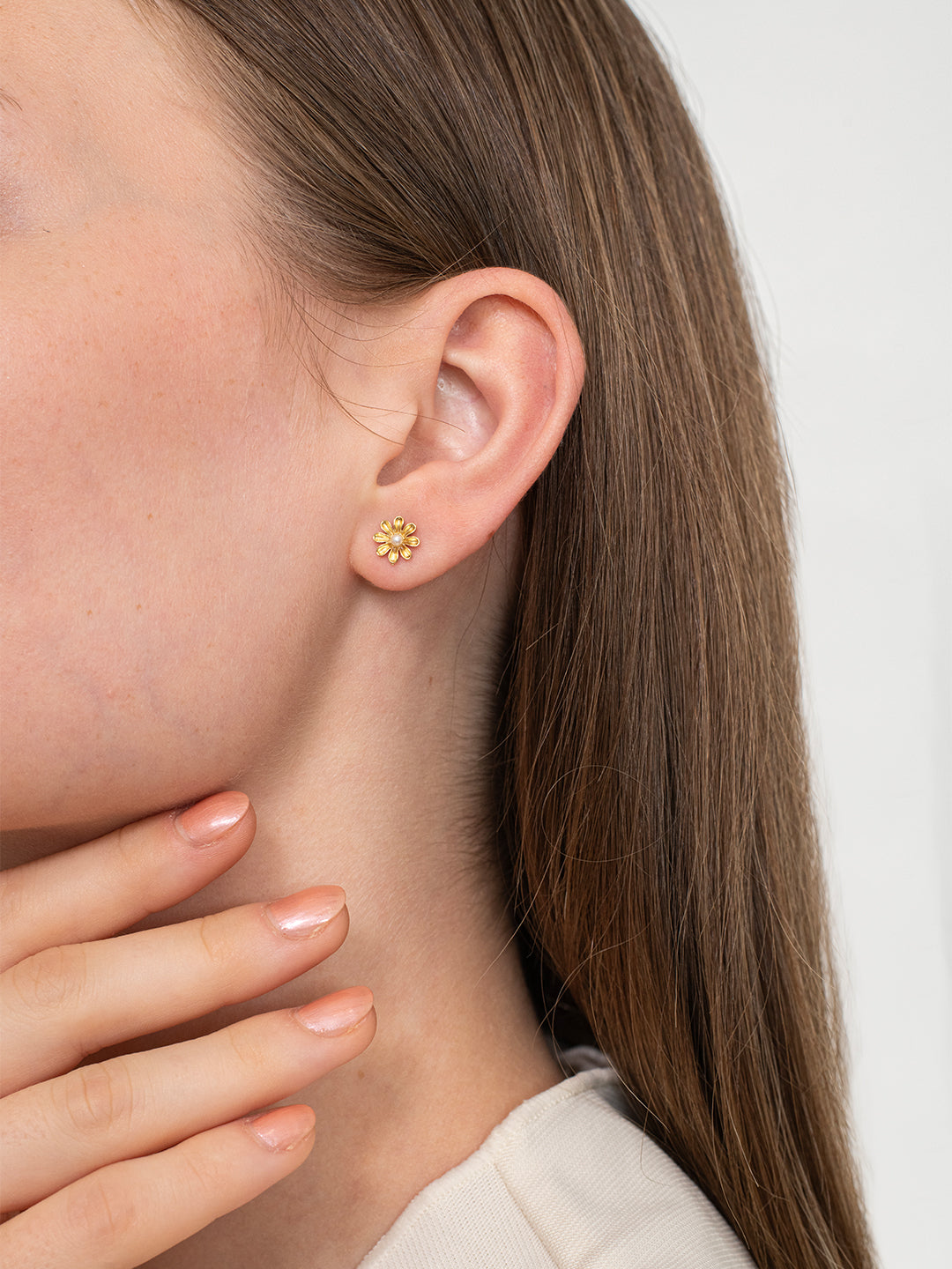 Golden Flower Studs - 18k Gold Plated image 2