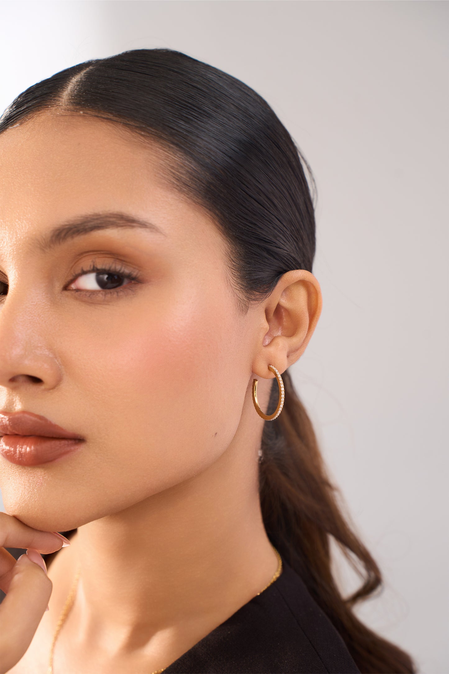 Classic Diamond Hoops - 18k Gold Plated
