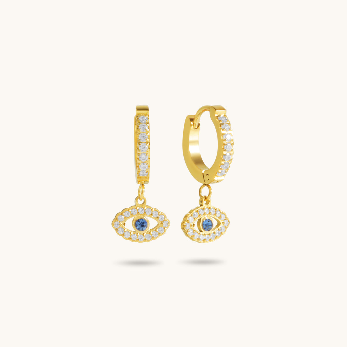 Nazar Evil Eye Huggies - 18K Gold Plated image 1
