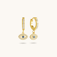 Nazar Evil Eye Huggies - 18K Gold Plated