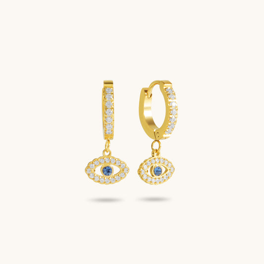 Nazar Evil Eye Huggies - 18K Gold Plated