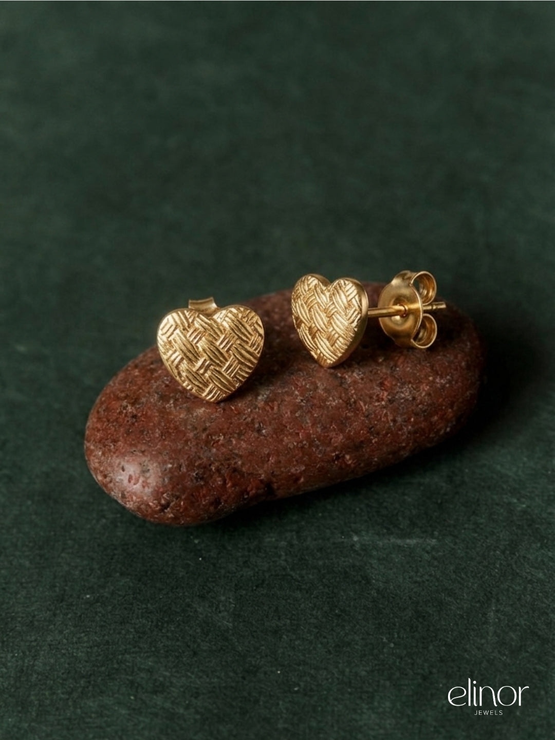 Etched Love Studs - 18k Gold Plated