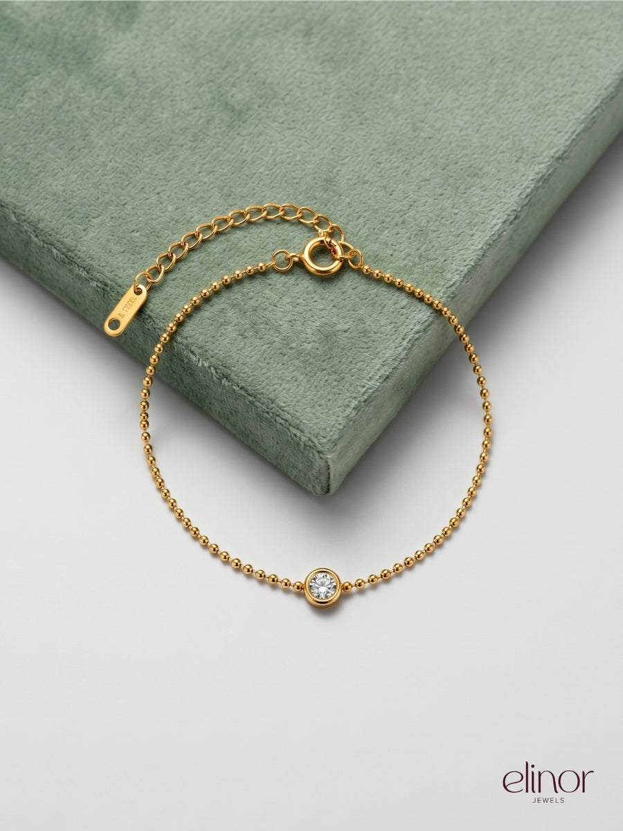 Ethereal Solitaire Bracelet – 18K Gold Plated image 2