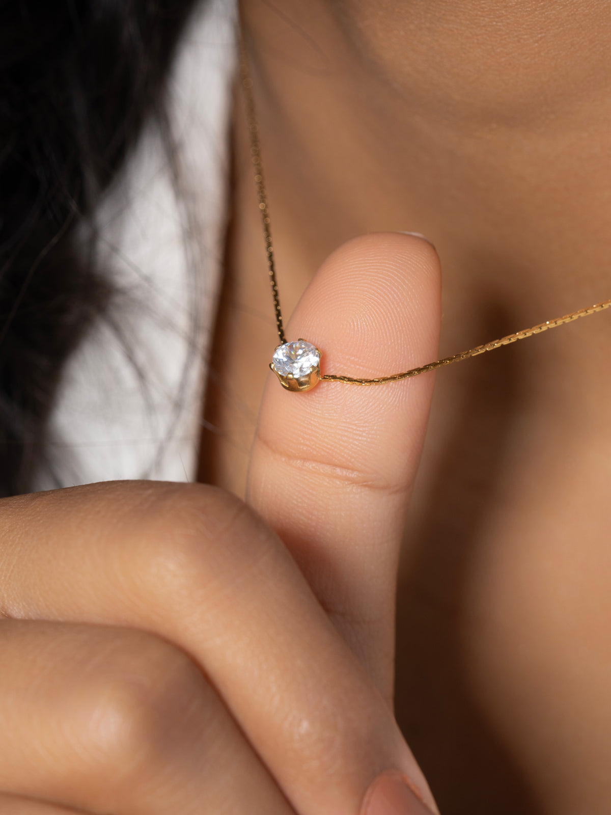 Dainty Diamond Necklace  - 18K Gold Plated image 6